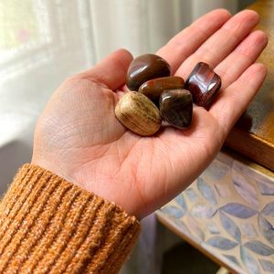 🤎 Bundle of Brown Crystals ; Gemstones ; Petrified Wood 🪵